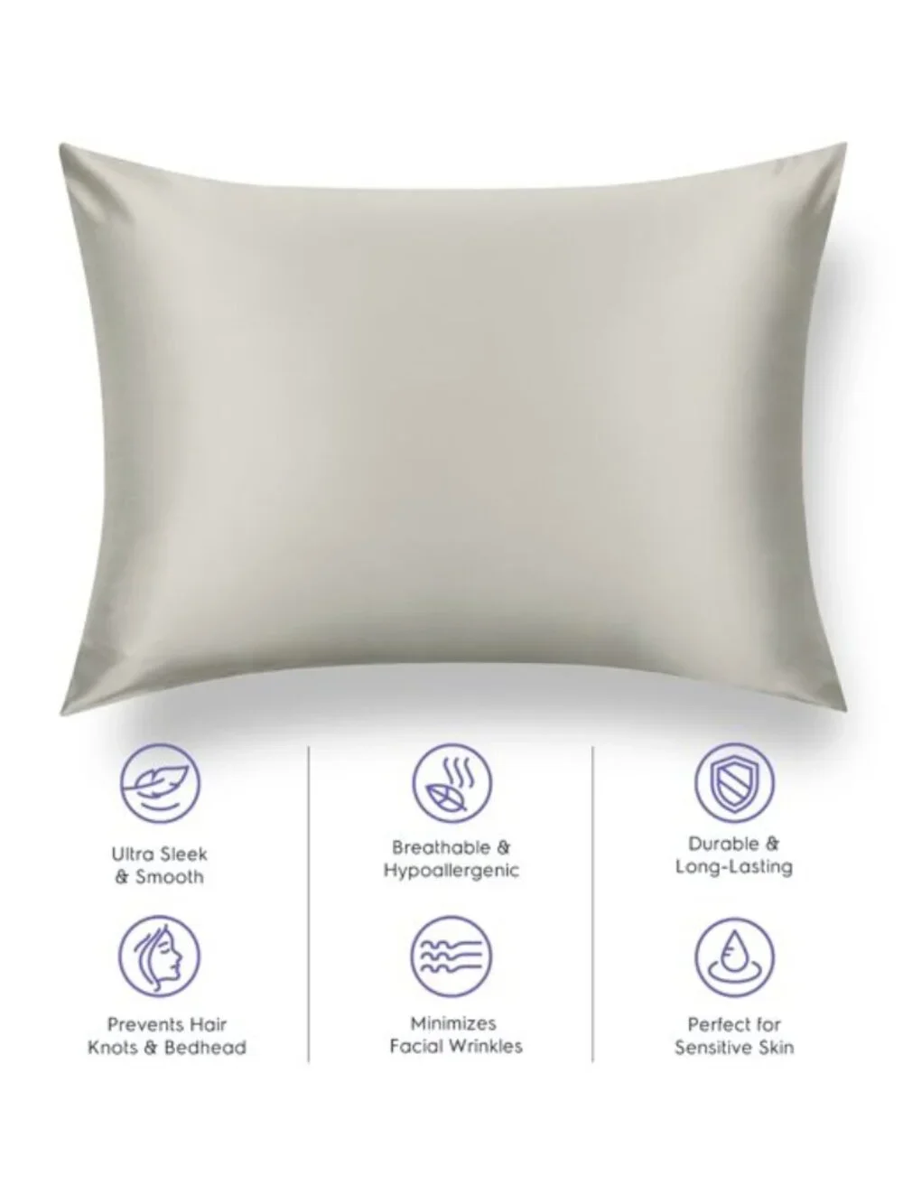 NEW TAFTS 27 Momme 100% Pure Mulberry Silk Pillowcase & Sleep Mask in COOL WHITE